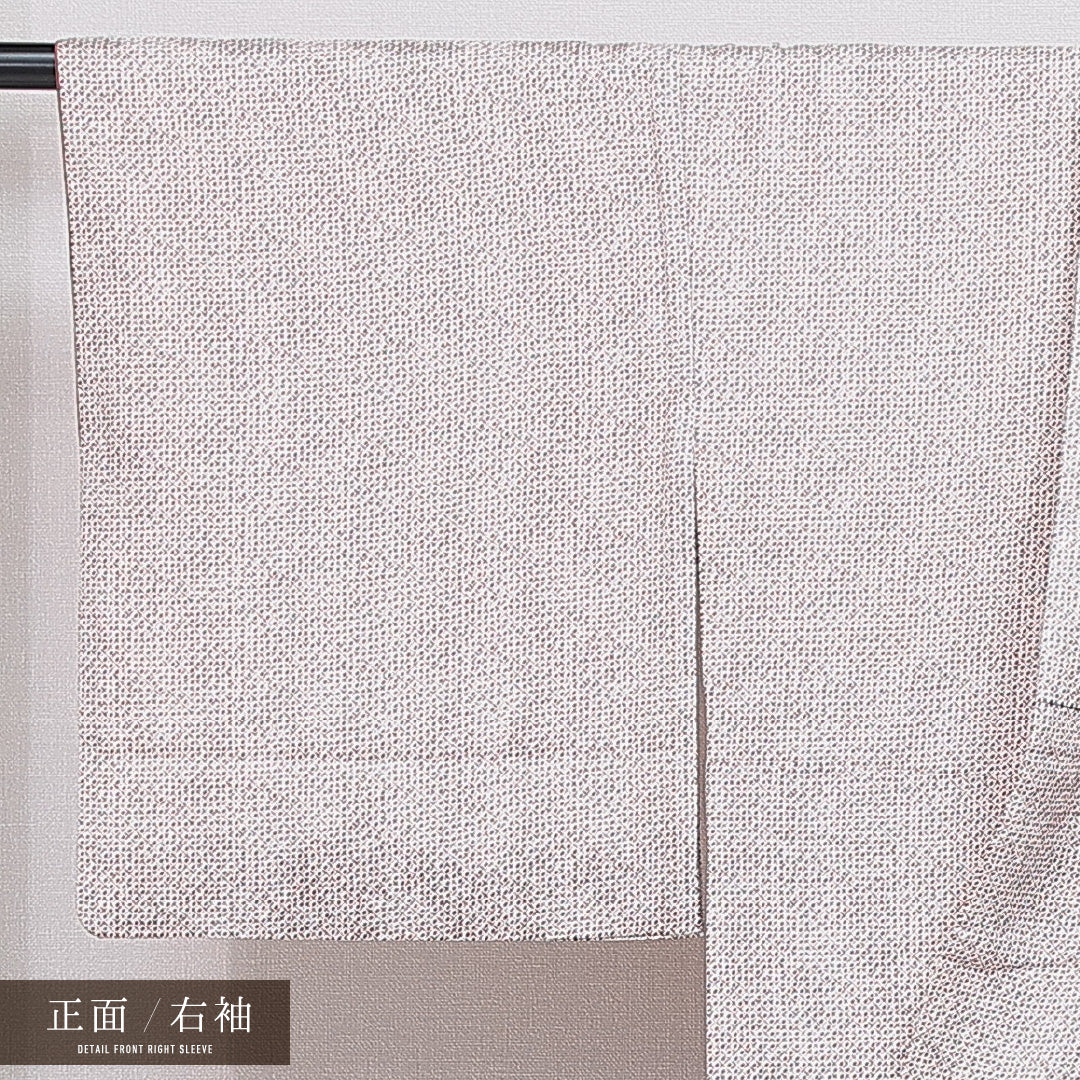 洗える着物 小紋 袷 身丈161cm 裄丈66cm ポリエステル Bランク インフォーマル 広衿 Lサイズ 鹿の子柄 茶系 HP 1221-16250