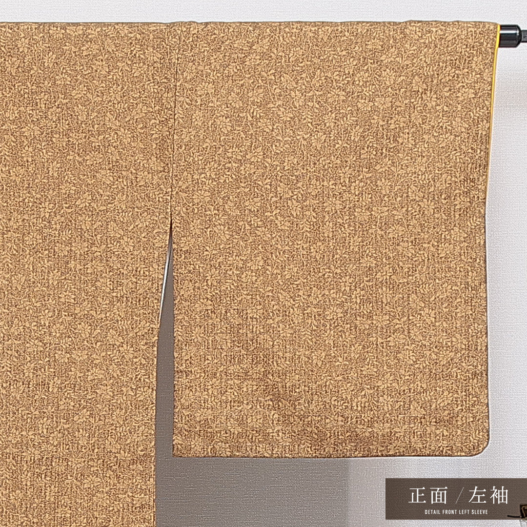 洗える着物 小紋 袷 身丈169cm 裄丈68cm ポリエステル Sランク インフォーマル 広衿 XLサイズ 花柄 黄系 RP 1221-16414
