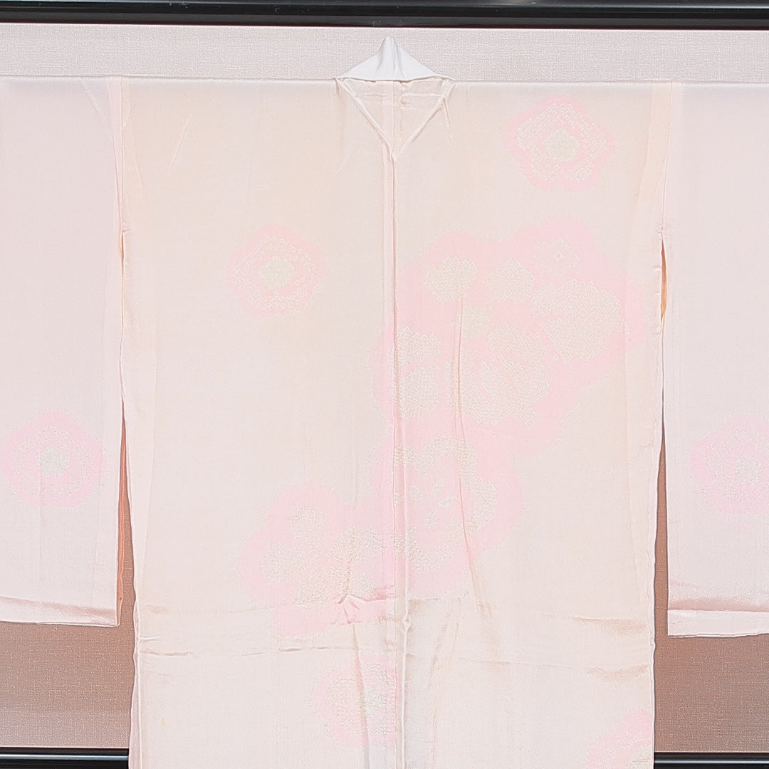 長襦袢 無双袖 身丈127cm 裄丈64cm 正絹 Cランク Mサイズ 部分絞り 桜 ピンク系 HP 1239-16675