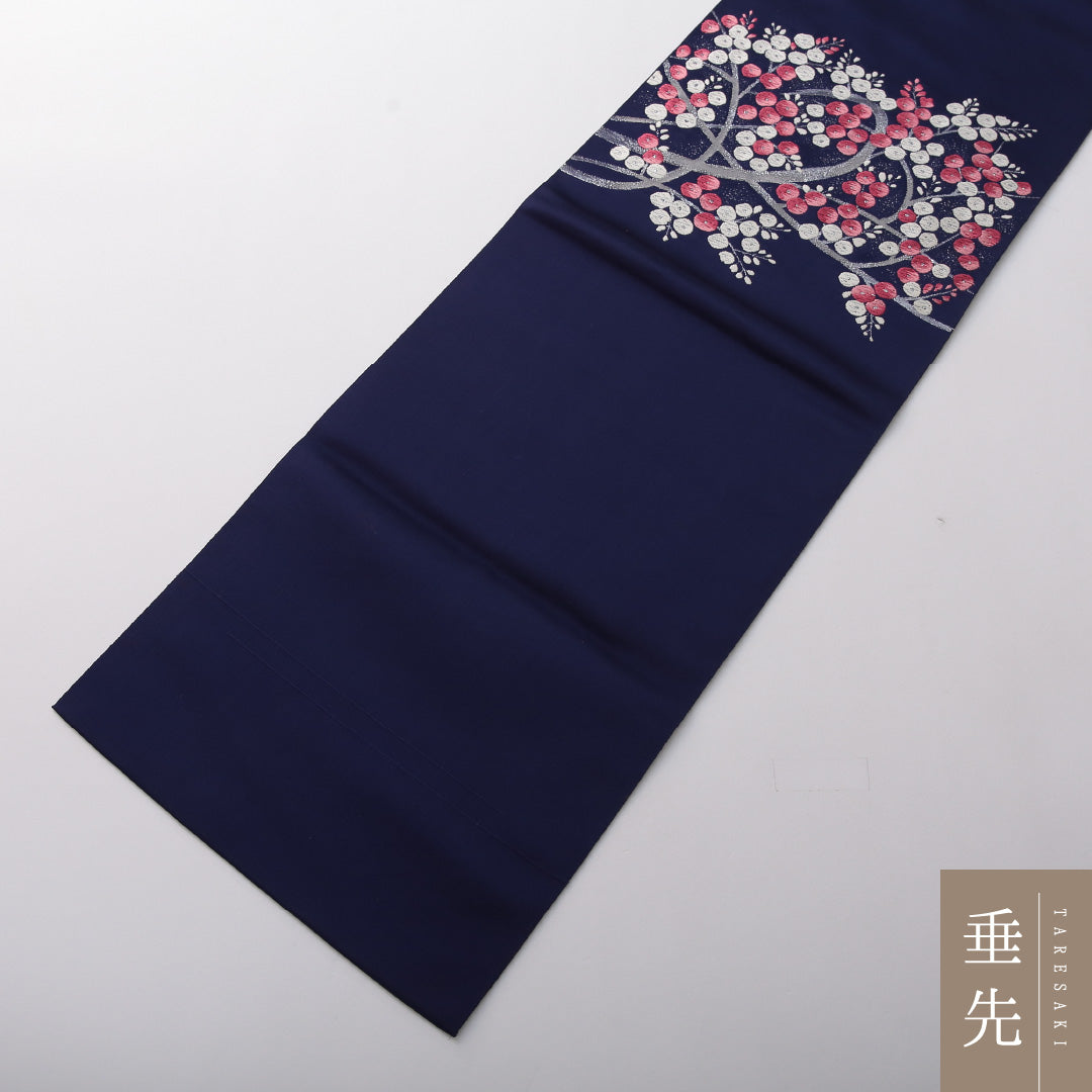 八寸名古屋帯 帯丈358cm セミフォーマル 名古屋仕立て ポイント柄 帯芯なし Cランク 正絹 梅 青系 紫系 1224-03559