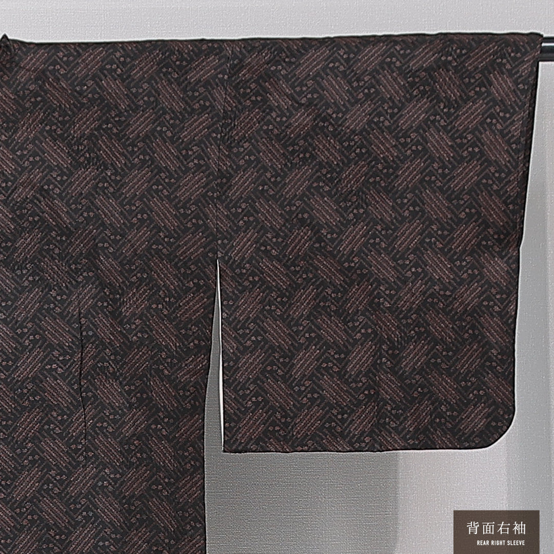 道行コート 袷 身丈77cm 裄丈60cm 正絹 Aランク カジュアル Sサイズ ポケットあり 抽象柄 紫系 RP 1237-15163