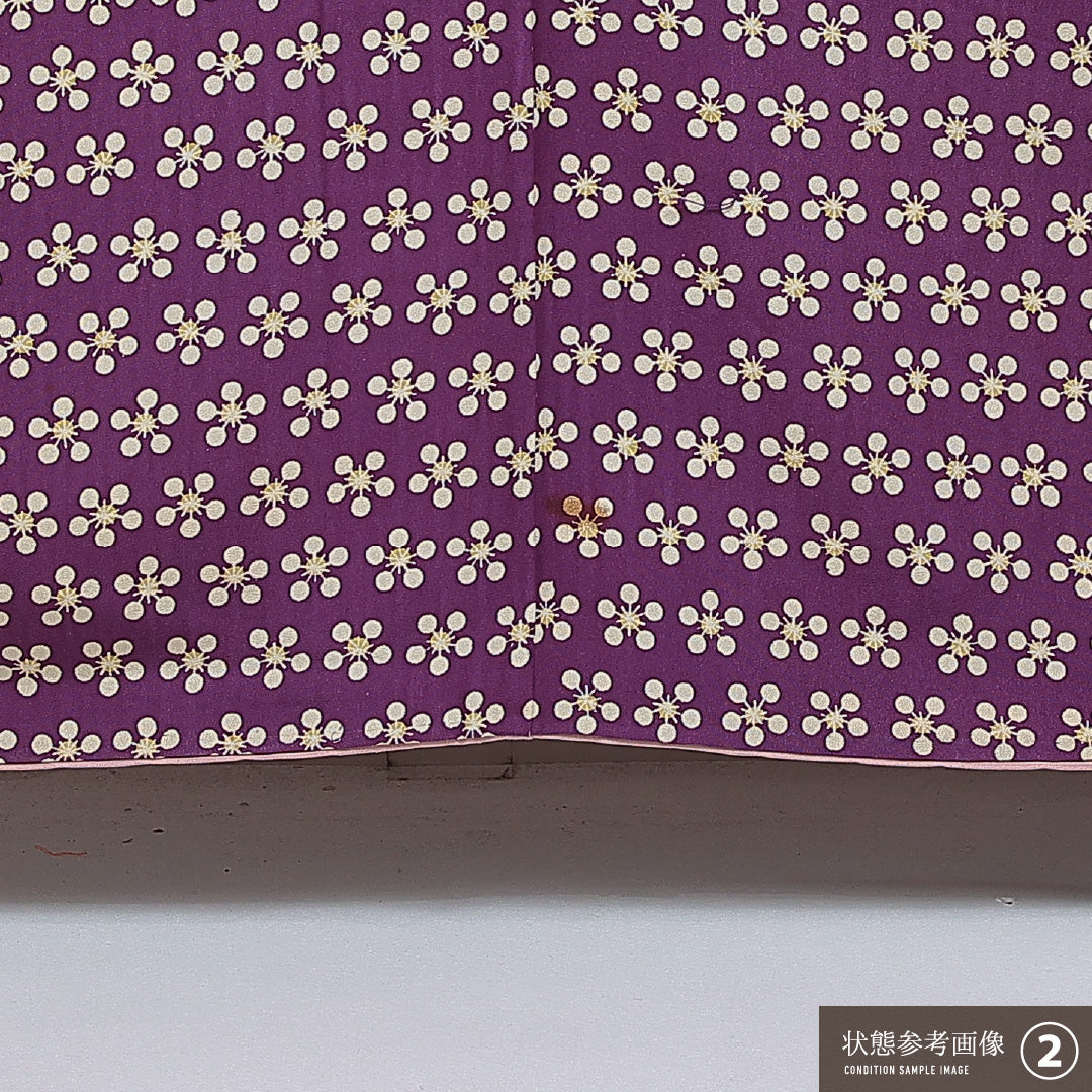 小紋 袷 身丈160cm 裄丈63cm 正絹 Bランク インフォーマル 広衿 Lサイズ 梅鉢 紫系 HP 1221-15930