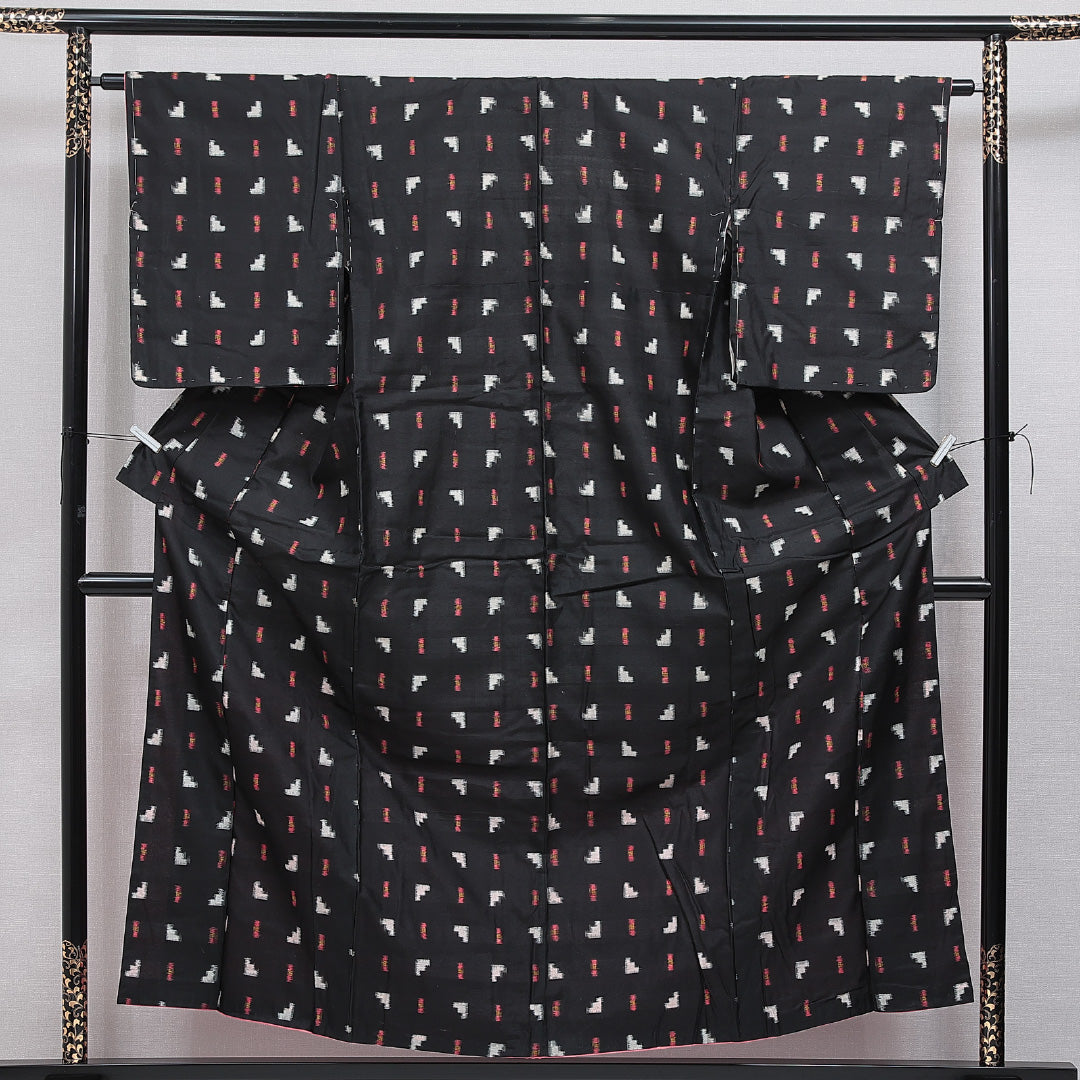 未使用　新品　美品　袷　正絹　銘仙　小紋　フルセット　身丈150 裄67 アンティーク 紬（銘仙）】 袷 身丈156cm 裄丈63cm 正絹 Aランク M