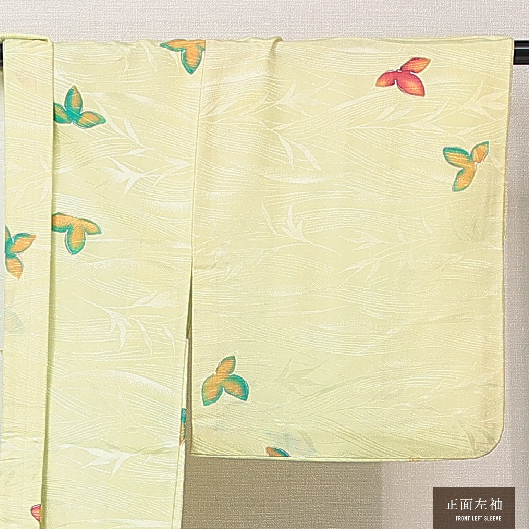 羽織 袷 身丈77cm 裄丈62cm 正絹 Cランク カジュアル Sサイズ 植物柄 緑系 HP 1232-15257