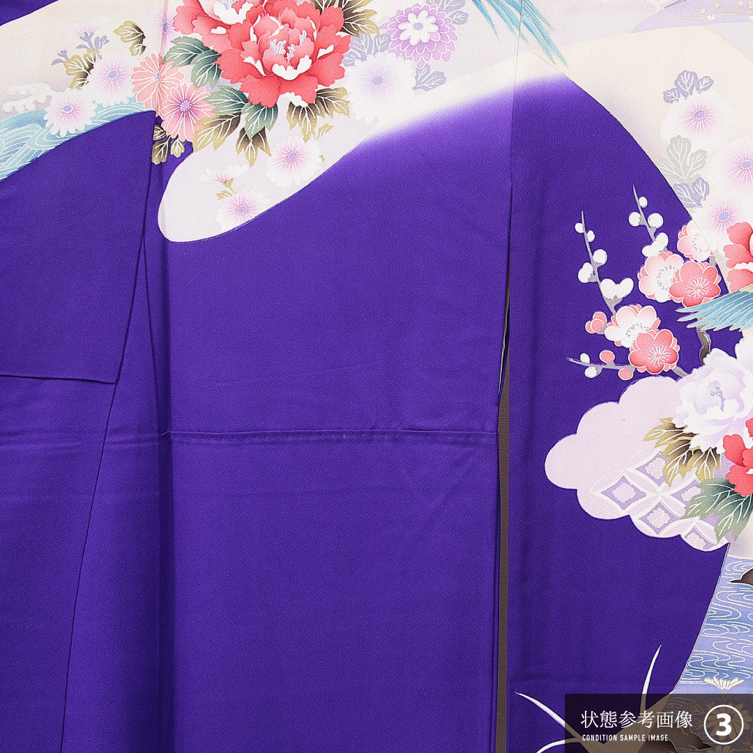 振袖 袷 身丈167cm 裄丈66cm フォーマル Aランク XLサイズ 正絹 広衿 雉 牡丹 1213-F0664