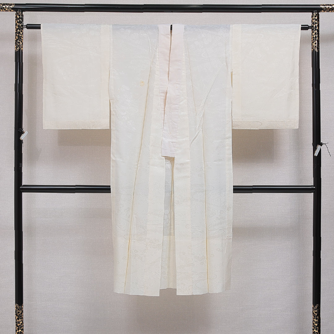 長襦袢 無双袖 身丈126cm 裄丈63cm 正絹 Cランク Mサイズ 流水 クリーム系 LP 1239-16504