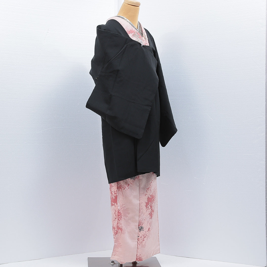 道行コート 袷 身丈93cm 裄丈66cm 正絹 Sランク カジュアル Mサイズ 無地 黒系 RP 1237-16829