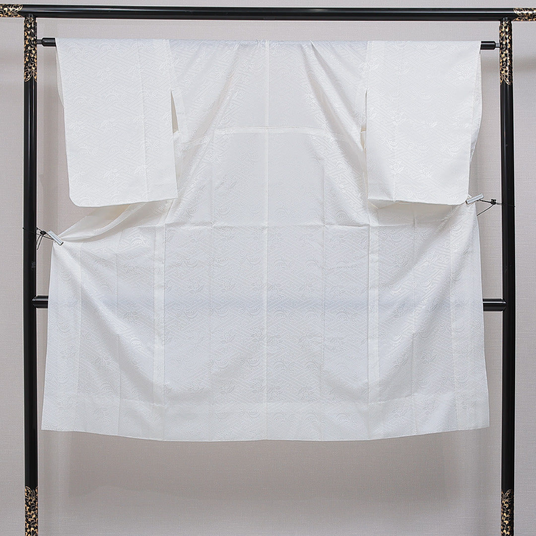 洗える着物 長襦袢 無双袖 身丈129cm 裄丈63cm ポリエステル Aランク Lサイズ 紗綾型 白系 RP 1239-16520