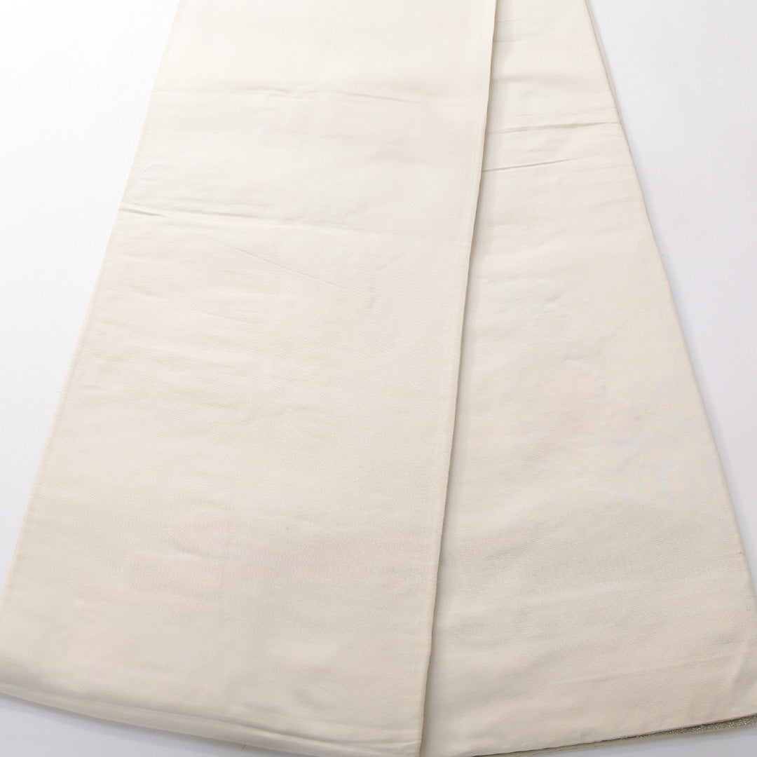 袋帯 帯丈416cm 正絹 六通 フォーマル 亀甲 牡丹 吉祥文様 クリーム系 1243-02095