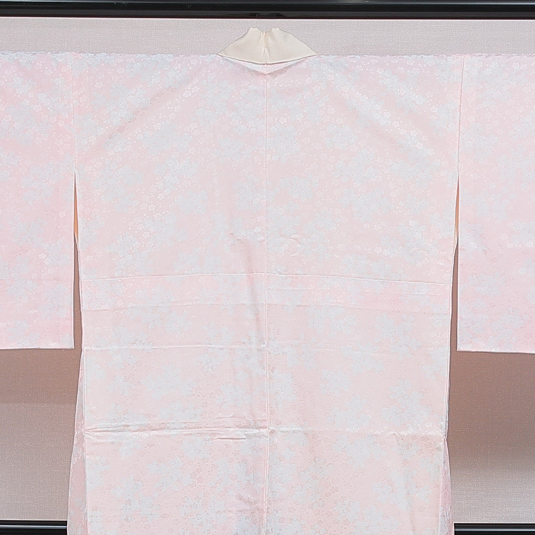 長襦袢 無双袖 身丈129cm 裄丈64cm 正絹 Sランク Lサイズ 花柄 ピンク系 RP 1239-16604