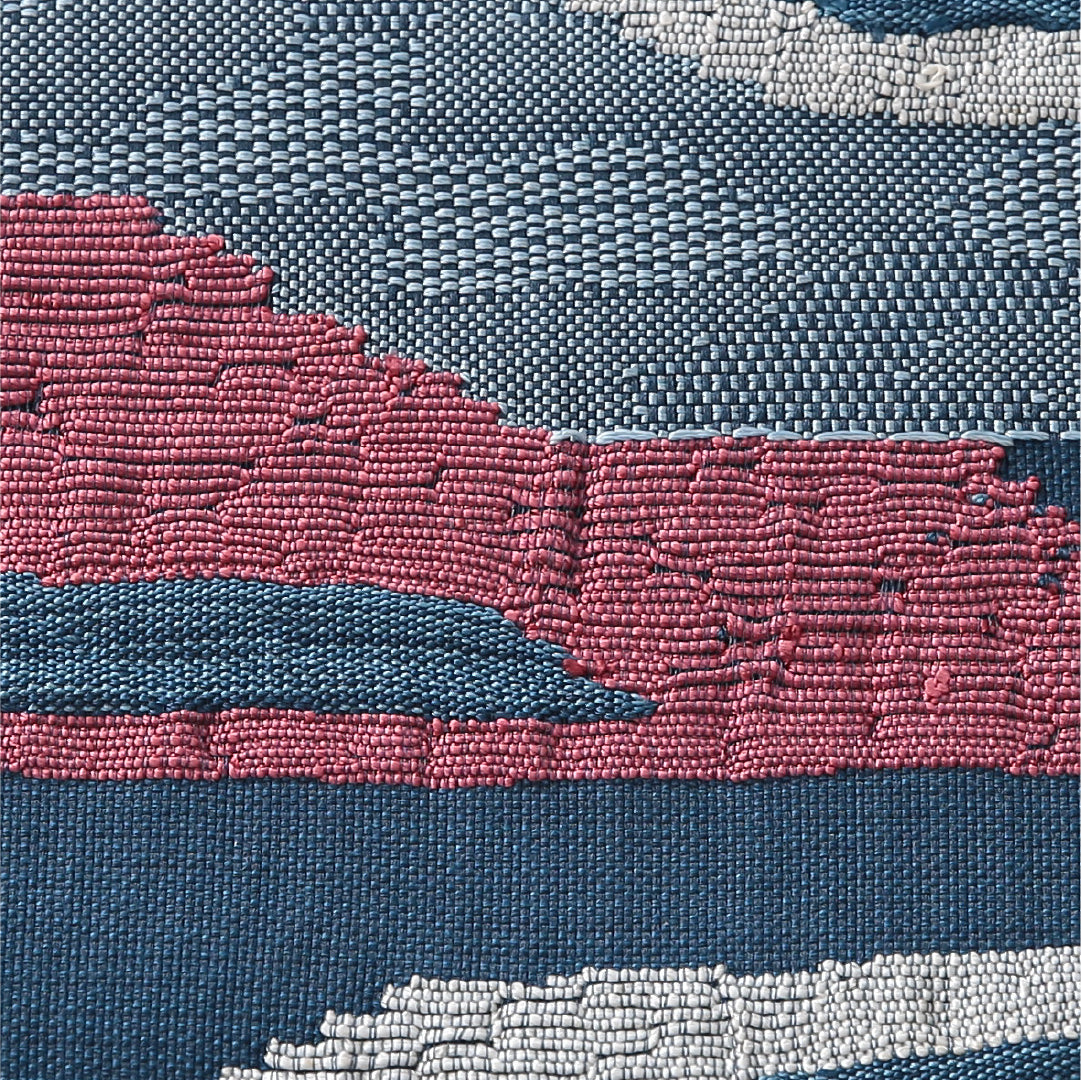 八寸名古屋帯 帯丈348cm カジュアル 松葉仕立て ポイント柄 Aランク 正絹 ふくれ織 山 青系 1224-03903