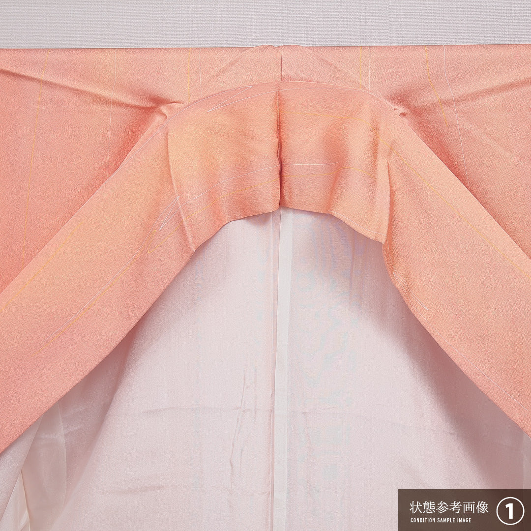 小紋 袷 身丈152cm 裄丈66cm 正絹 Bランク インフォーマル 広衿 Sサイズ 創作柄 ピンク系 RP 1221-15921