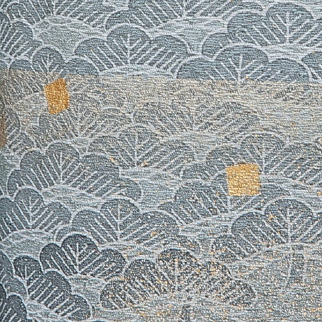 訪問着 袷 身丈164cm 裄丈66cm 正絹 Sランク Lサイズ 広衿 セミフォーマル 笠松 金彩 水色系 1212-16661