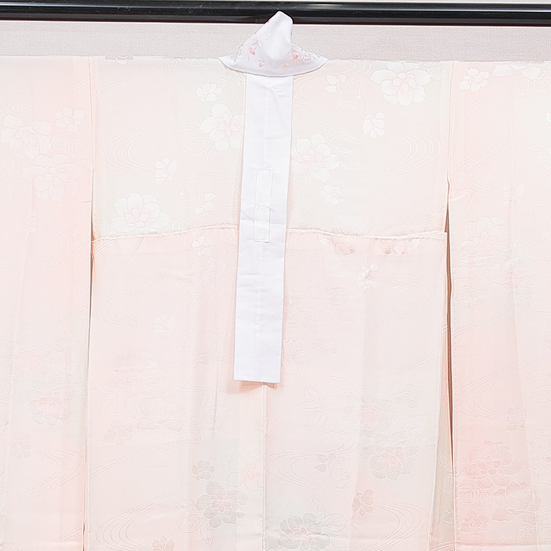 振袖用 長襦袢 無双袖 身丈119cm 裄丈63cm 正絹 Aランク XSサイズ 流水 ピンク系 RP 1240-15389