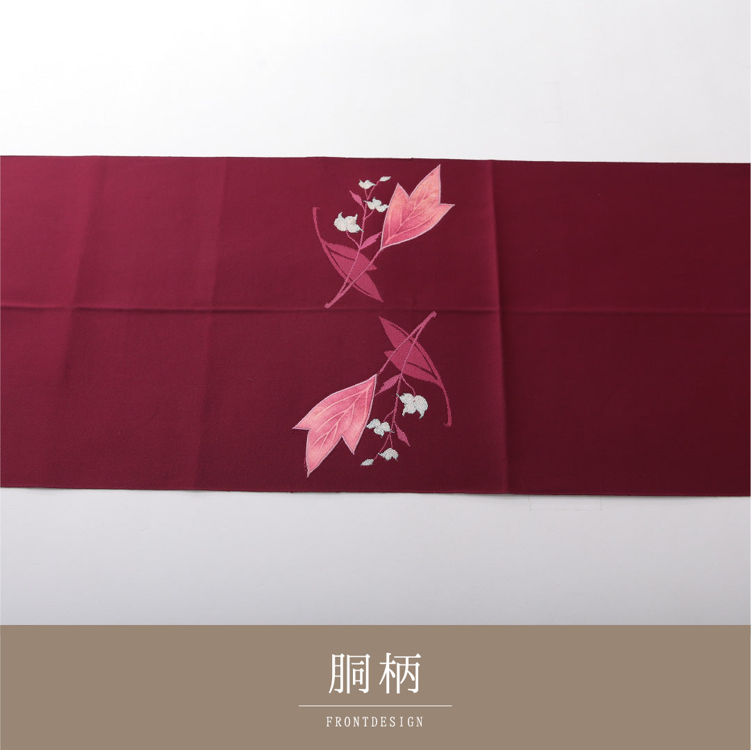 八寸名古屋帯 Cランク 帯丈362cm 正絹 ポイント柄 松葉仕立て 織り・染め インフォーマル 花柄 赤系 RP 1245-03729