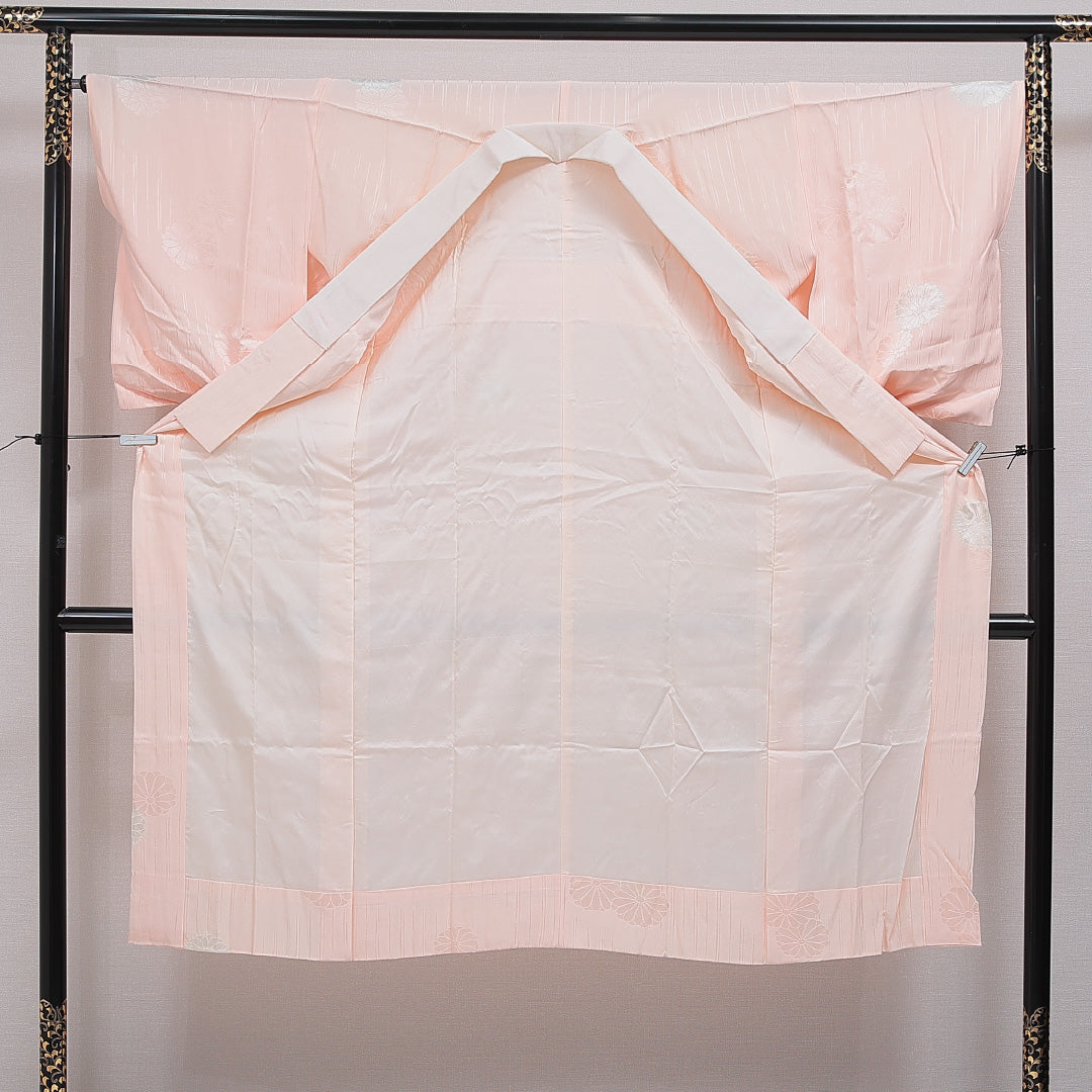 長襦袢 無双袖 身丈136cm 裄丈67cm 正絹 Aランク 2XLサイズ 菊 ピンク系 RP 1239-16557