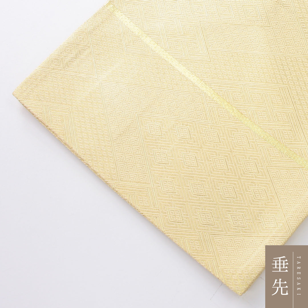 袋帯 帯丈440cm 正絹 全通 フォーマル 本場筑前博多織 菱つなぎ ガード加工 証紙 金系 1243-02175