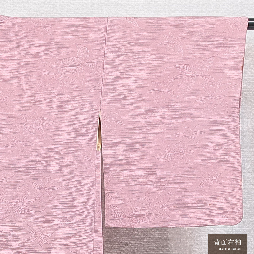 羽織 袷 身丈73cm 裄丈60cm 正絹 Cランク 紋意匠 (花柄) カジュアル Sサイズ 紐あり ピンク系 HP 1232-16455