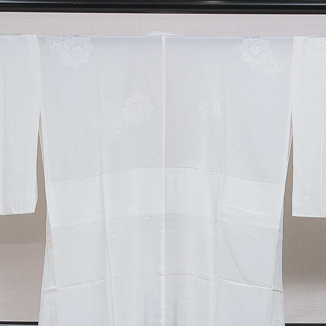 長襦袢 無双袖 身丈137cm 裄丈67cm 正絹 Sランク 2XLサイズ 宝相華 白系 RP 1239-16548