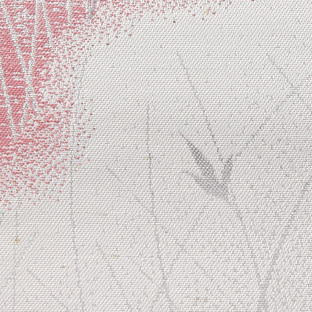 袋帯 帯丈436cm セミフォーマル 六通 帯芯なし Cランク 正絹 花柄 銀系 1223-02238