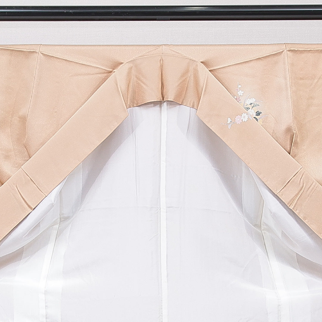 訪問着 袷 身丈153cm 裄丈62cm 正絹 Sランク Sサイズ 広衿 セミフォーマル 雪輪 牡丹 ぼかし染 金彩 ピンク系 クリーム系 1212-15878