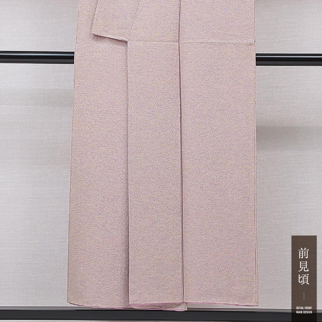 小紋 袷 身丈147cm 裄丈62cm 正絹 Sランク インフォーマル 広衿 XSサイズ 落款 無地 グレー系 RP 1221-15484