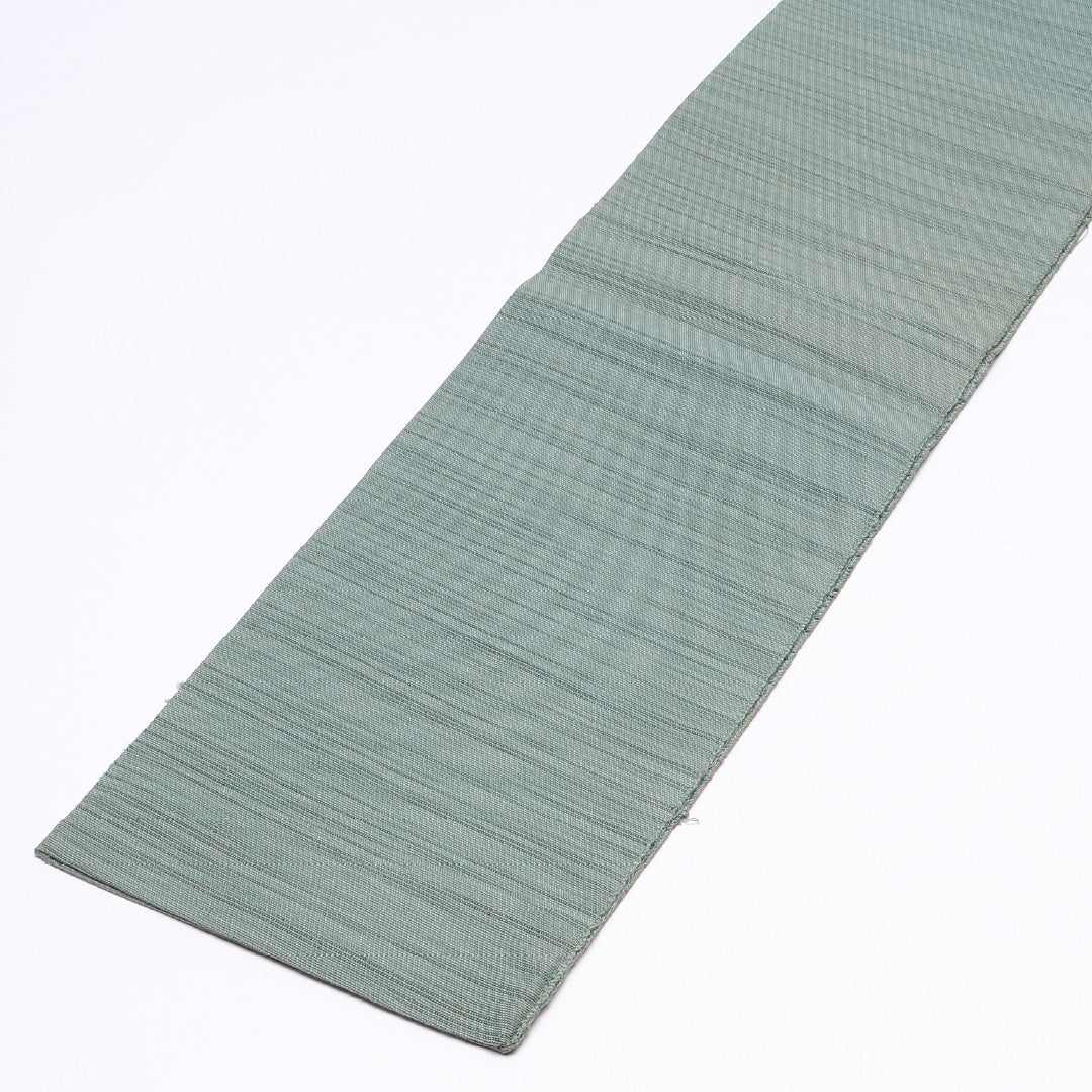 半幅帯（紬） 帯丈328cm カジュアル 小袋帯 全通 Cランク 正絹 創作柄 緑系 1225-00622