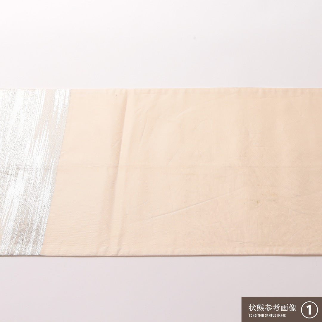 袋帯 帯丈428cm 正絹 六通 セミフォーマル 長崎 船 風景柄 白系 銀系 1243-01854