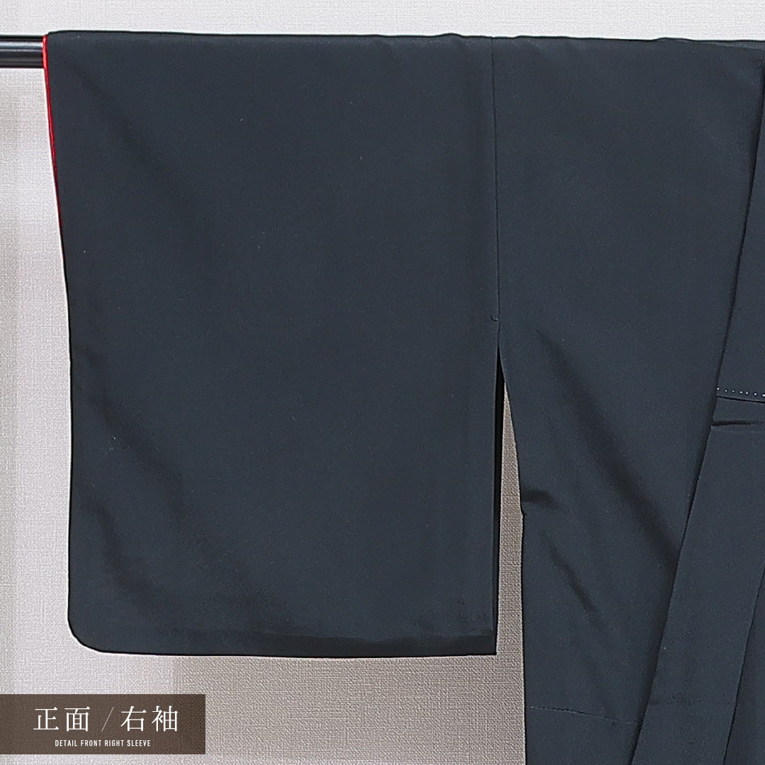 付下げ 洗える着物 単衣 身丈150cm 裄丈66cm ポリエステル Sランク Sサイズ バチ衿 インフォーマル 創作柄 黒系 1261-16282