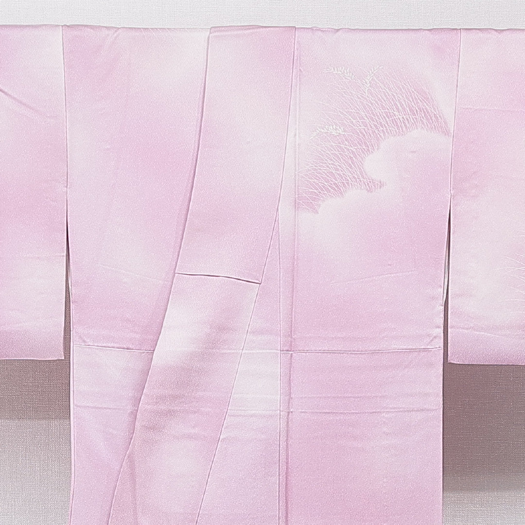 訪問着 袷 身丈154cm 裄丈64cm 正絹 Cランク Sサイズ 広衿 セミフォーマル 御所車 紫系 ピンク系 1212-15646