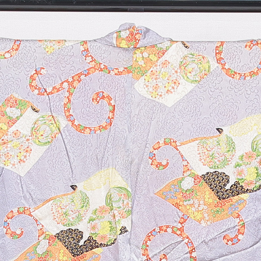 アンティーク 羽織 袷 身丈102cm 裄丈64cm 正絹 Bランク Mサイズ 吉祥文様 紫系 1217-16809