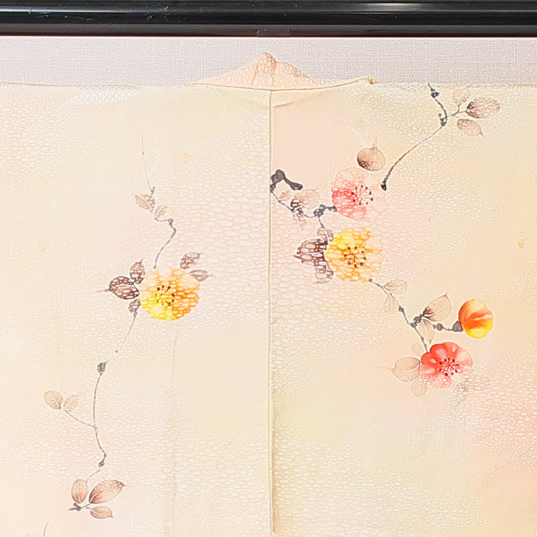 羽織 袷 身丈73cm 裄丈61cm 正絹 Cランク カジュアル Sサイズ 花柄 クリーム系 HP 1232-15250