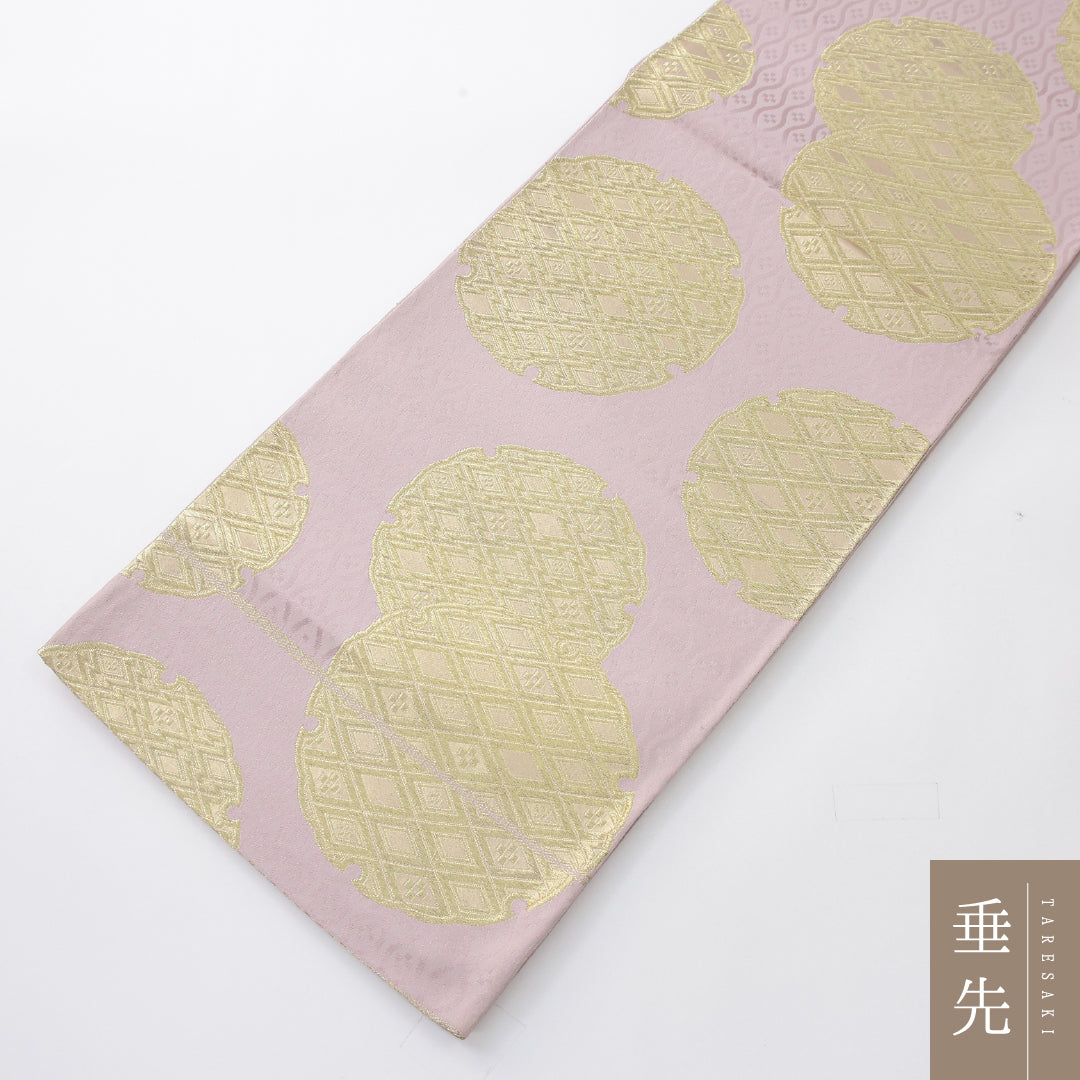 袋帯 帯丈400cm フォーマル 六通 Aランク 正絹 雪輪 ピンク系 1223-02249