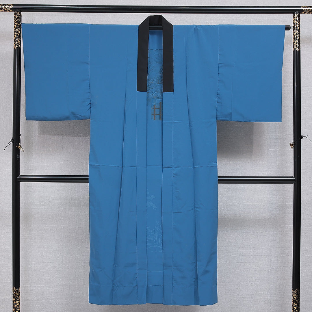 長襦袢 男性用 無双袖 身丈141cm 裄丈65cm 正絹 Aランク Lサイズ 落款 山 青系 RP 1241-16464