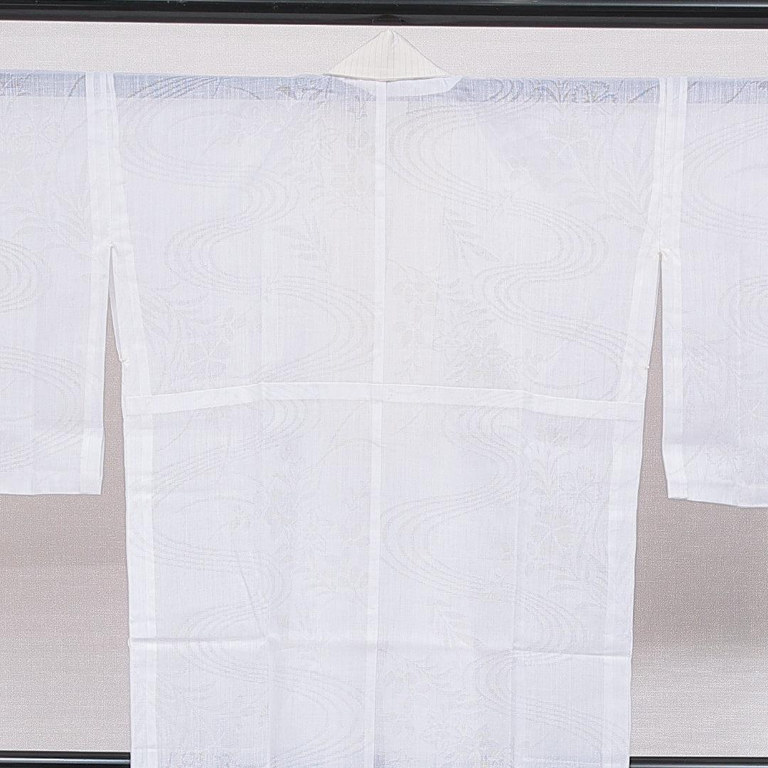 夏物 長襦袢 夏物 身丈126cm 裄丈62cm 正絹 Sランク Mサイズ 古典柄 白系 RP 1239-16673