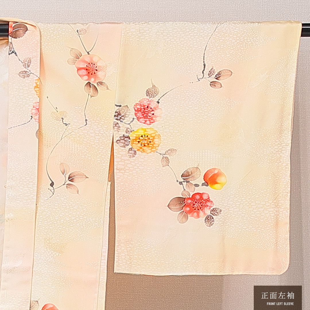 羽織 袷 身丈73cm 裄丈61cm 正絹 Cランク カジュアル Sサイズ 花柄 クリーム系 HP 1232-15250