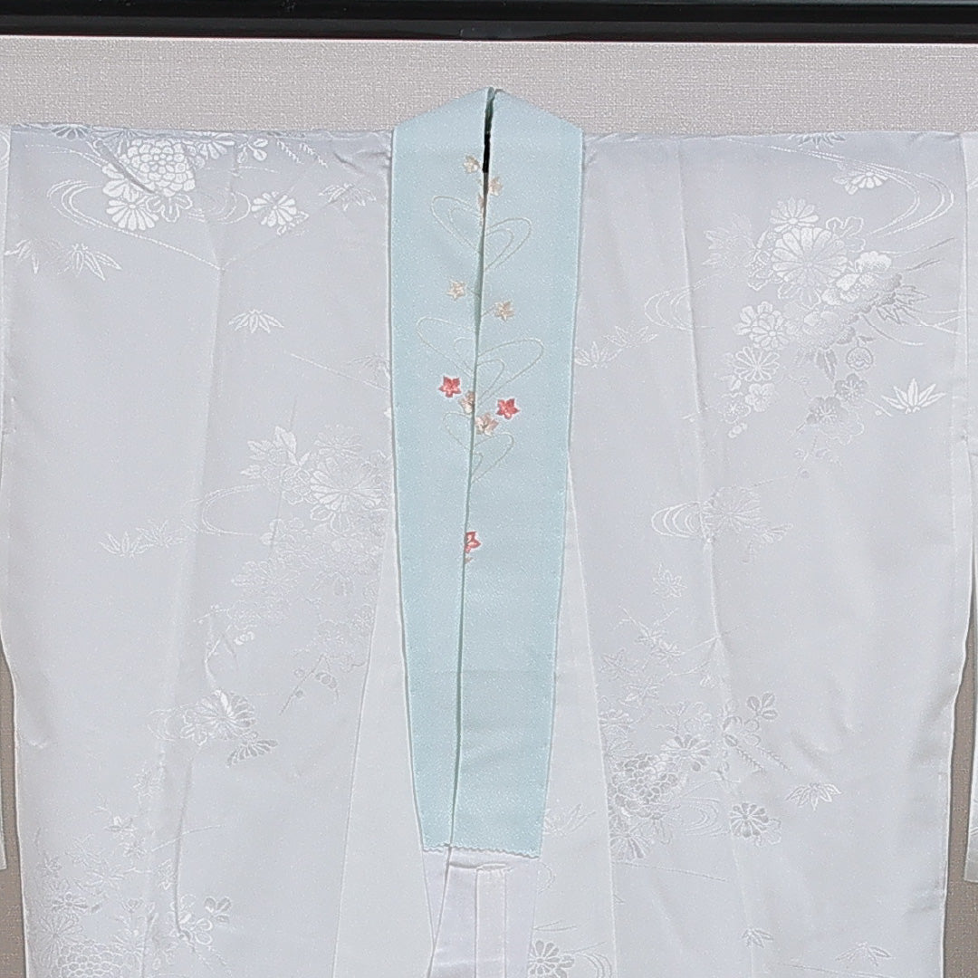 洗える着物 長襦袢 無双袖 身丈132cm 裄丈31cm ポリエステル Sランク XLサイズ 菊 白系 RP 1239-16618