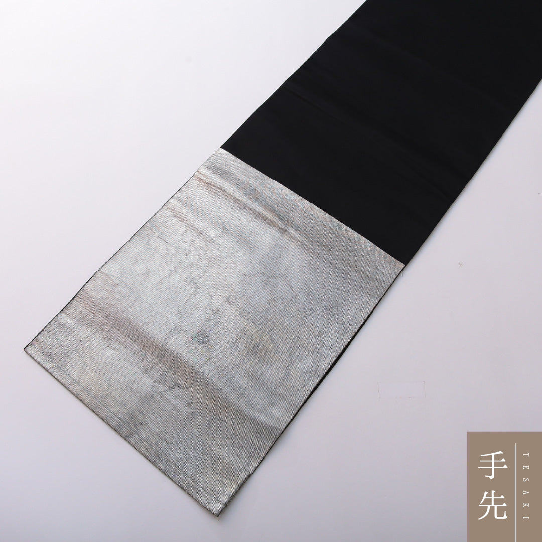 袋帯 帯丈426cm 正絹 ポイント柄 セミフォーマル 亀甲 銀系 1243-01982