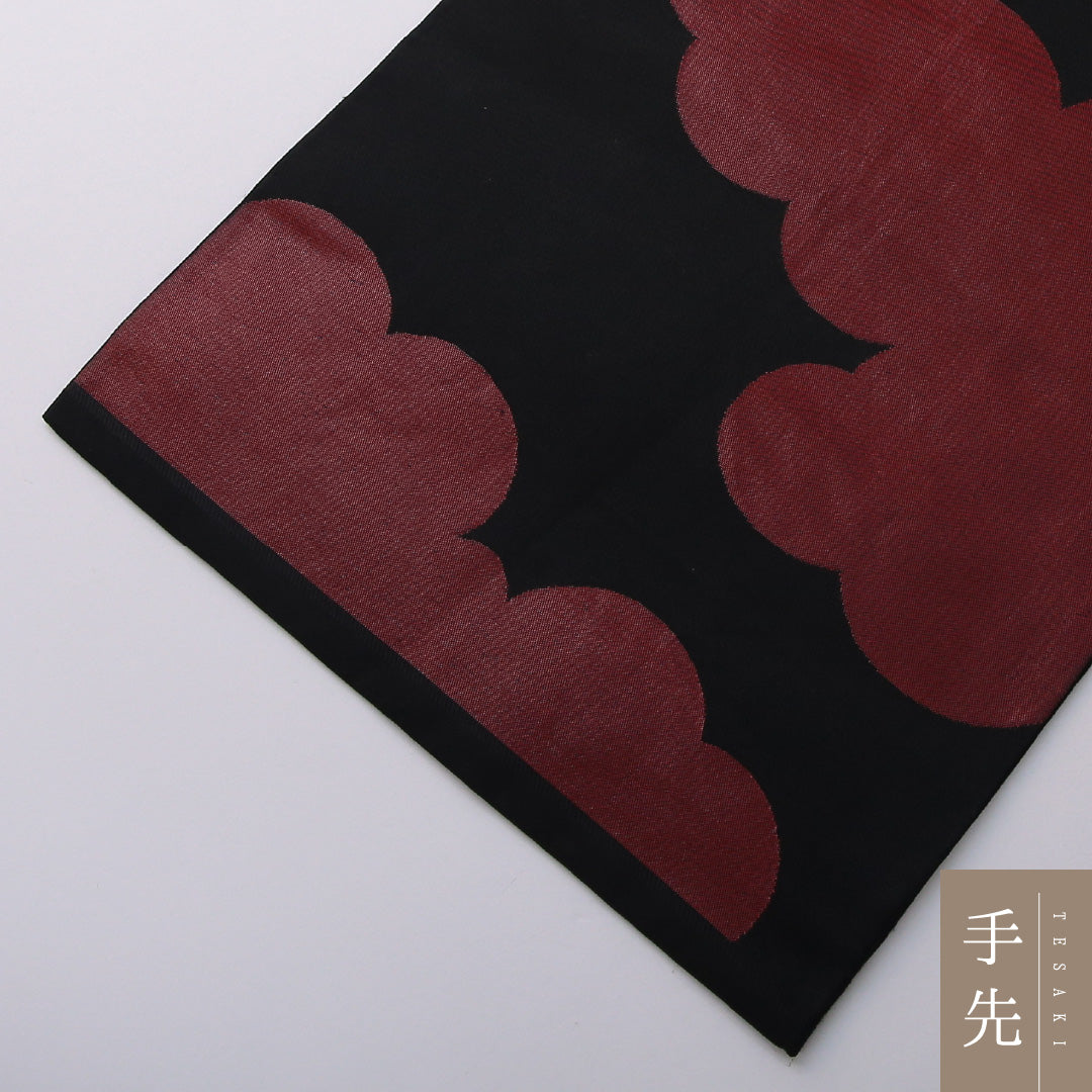 袋帯 帯丈426cm セミフォーマル 六通 帯芯なし Sランク 正絹 霞 黒系 1223-02064