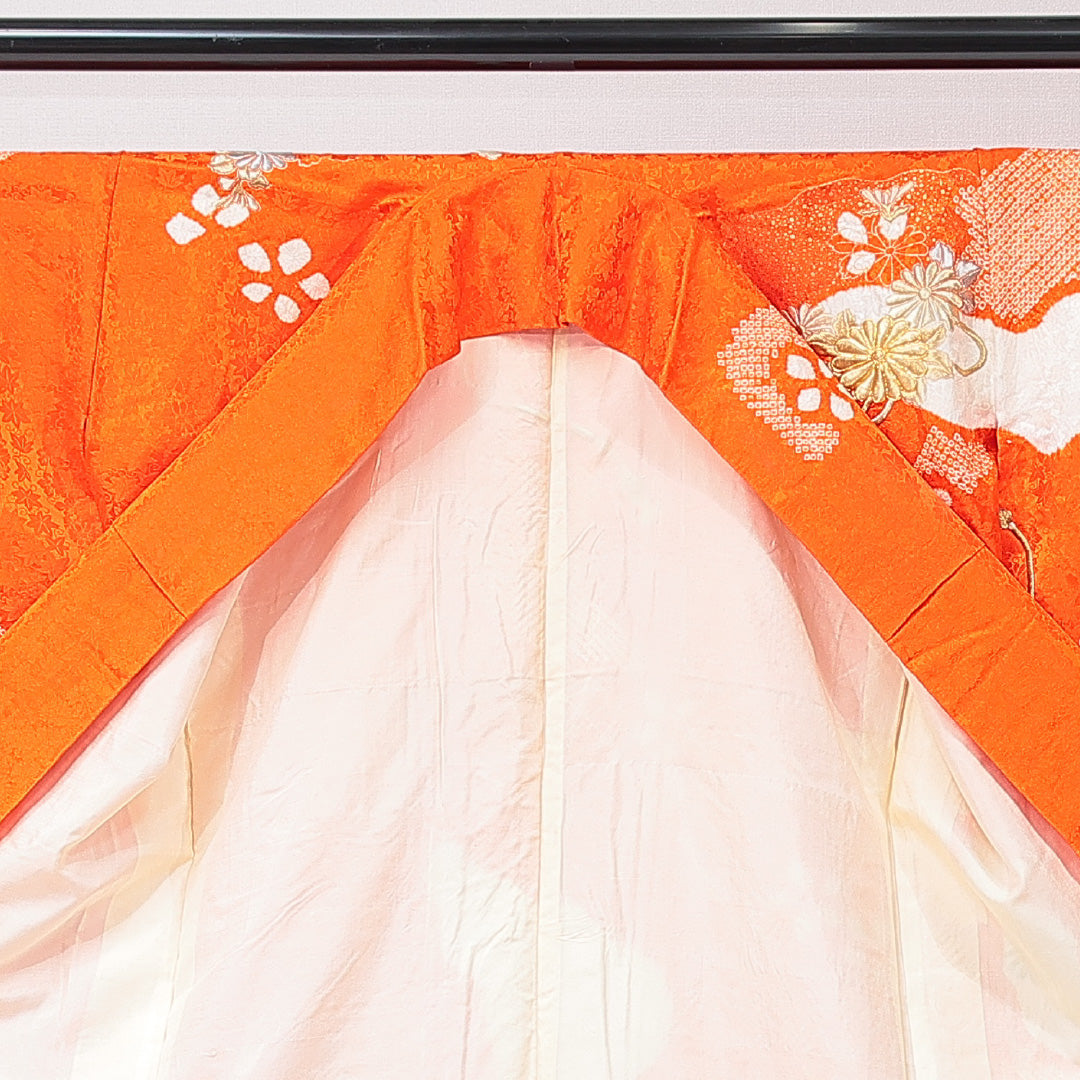 振袖 袷 身丈154cm 裄丈63cm フォーマル Cランク Sサイズ 正絹 広衿 牡丹 刺繍 金駒刺繍 1213-F0678