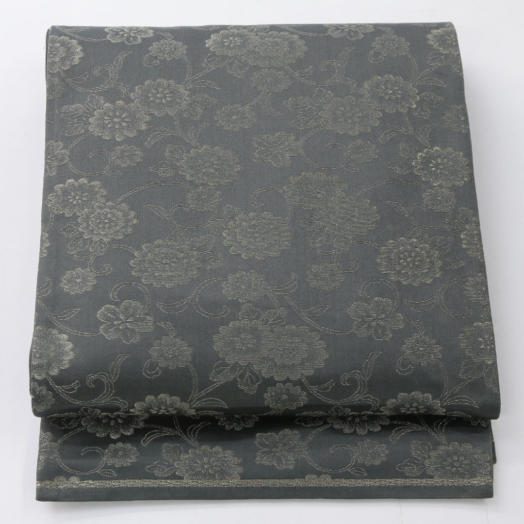 袋帯 帯丈420cm セミフォーマル 六通 帯芯なし Aランク 正絹 唐菊 緑系 1223-02248