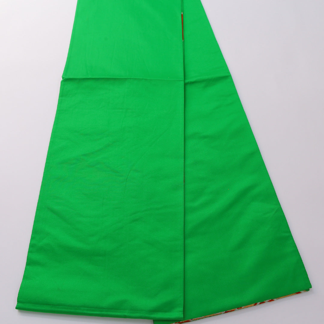 振袖用 袋帯 帯丈428cm 正絹 六通 亀甲 緑系 金系 1243-01927