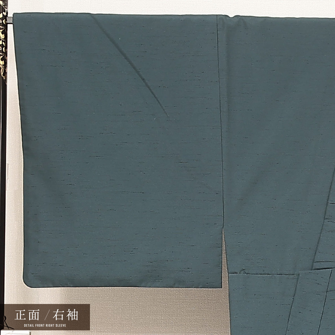 洗える着物 男着物 袷 身丈138cm 裄丈73cm ポリエステル Sランク カジュアル 棒衿 Sサイズ 無地 紺系 RP 1224-16884