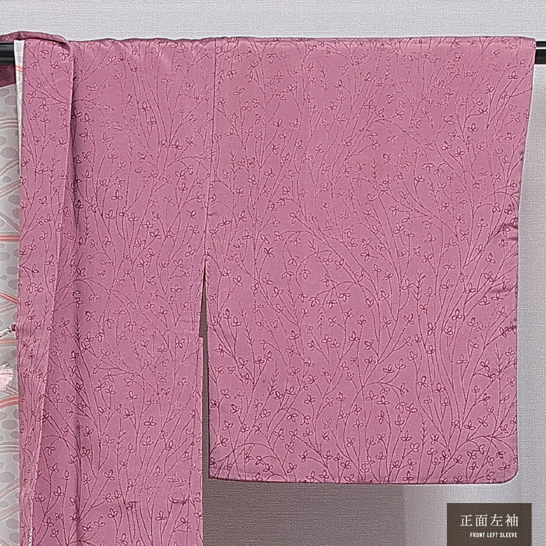 絵羽羽織 袷 身丈87cm 裄丈64cm 正絹 Bランク インフォーマル Mサイズ 紐あり 創作柄 ピンク系 RP 1234-16164