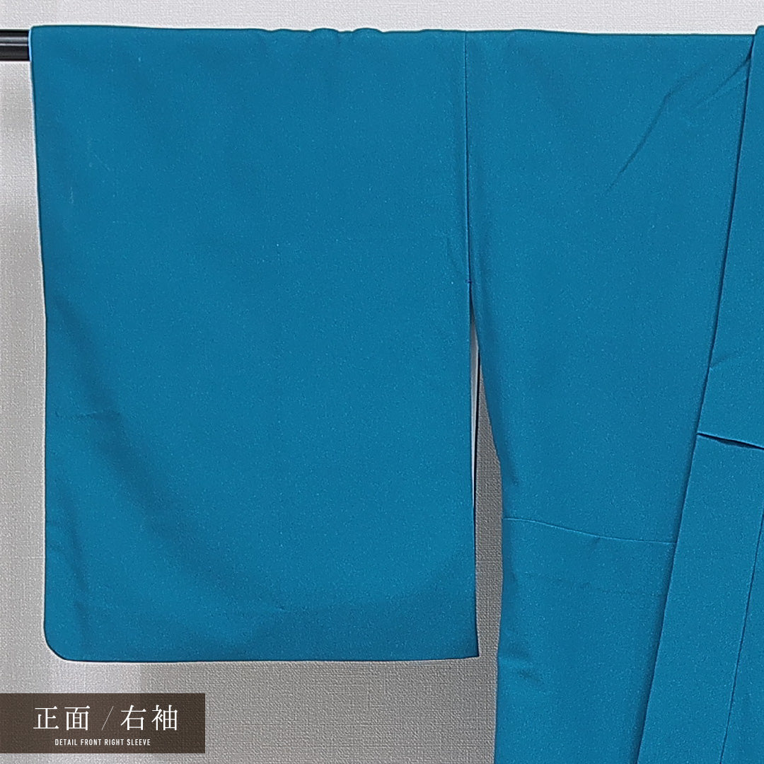 洗える着物 付下げ 胴抜き 身丈160cm 裄丈69cm ポリエステル Cランク インフォーマル バチ衿 Lサイズ 笹 青系 HP 1218-16233