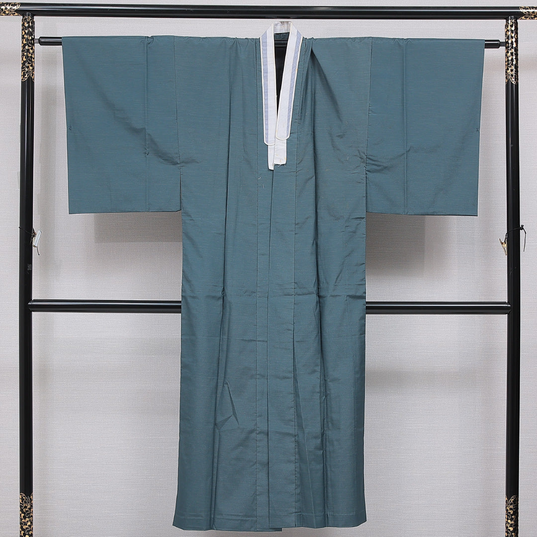 長襦袢 男性用 無双袖 身丈142cm 裄丈67cm 正絹 Cランク Lサイズ 落款 笹 虎 水色系 LP 1241-16719