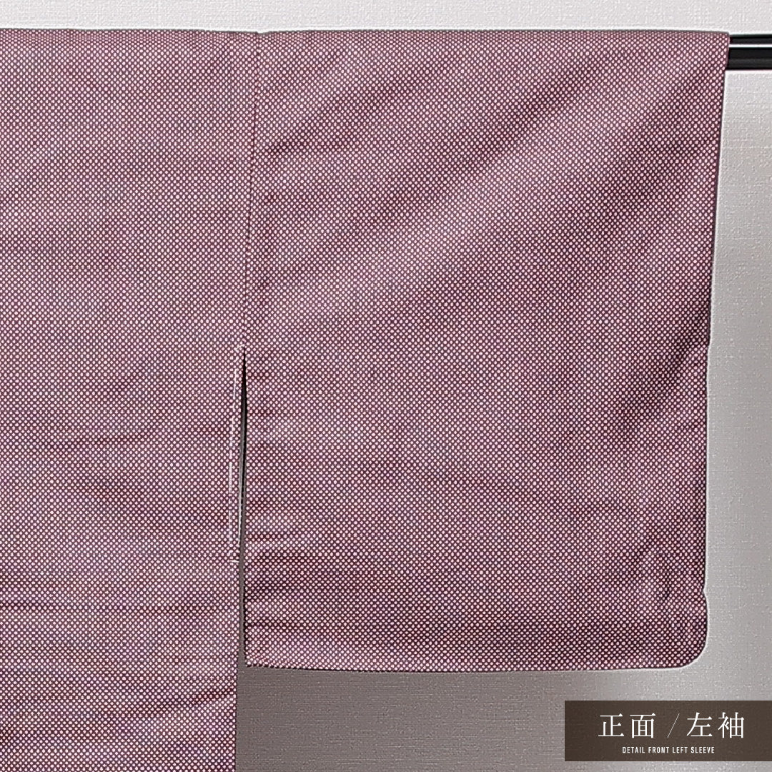 紬 袷 身丈157cm 裄丈62cm 正絹 Sランク カジュアル 広衿 Mサイズ 蚊絣 紫系 RP 1223-15020