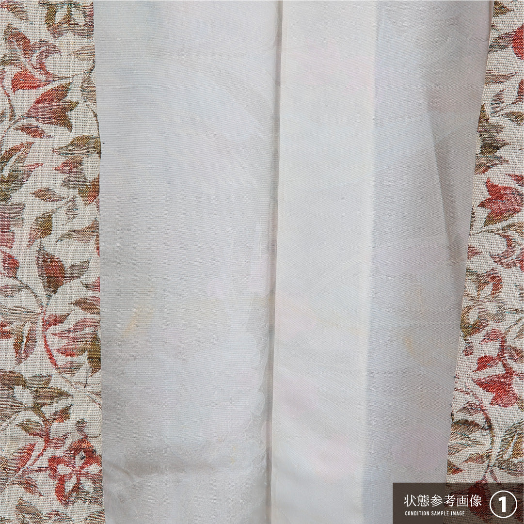 羽織 袷 身丈76cm 裄丈62cm 正絹 Aランク カジュアル Sサイズ 花柄 クリーム系 RP 1232-16151