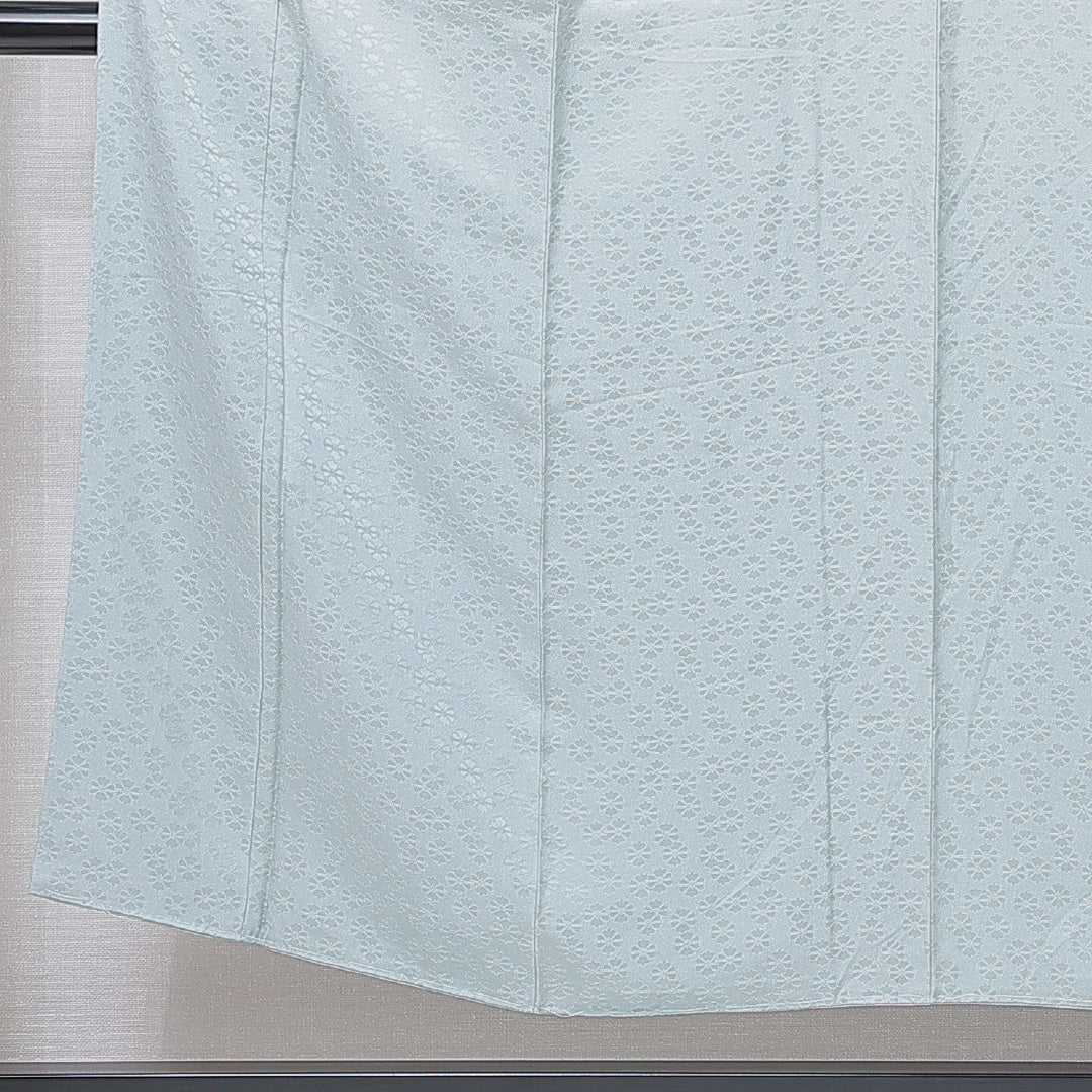 色無地 袷 身丈150cm 裄丈59cm 正絹 Sランク Sサイズ 広衿 インフォーマル 紋意匠 菊 無地 グレー系 水色系 1214-15114