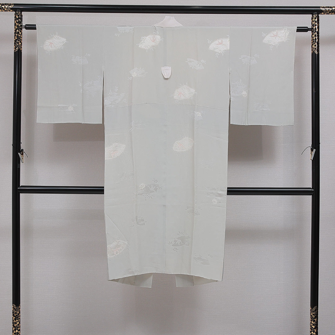 長襦袢 無双袖 身丈121cm 裄丈60cm 正絹 Sランク Sサイズ 鶴 グレー系 RP 1239-16615